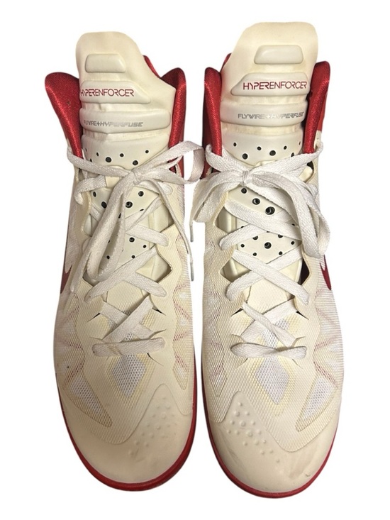 Nike Men’s Zoom Hyperenforcer XD Off White and Red Basketball Sneakers Sz 12